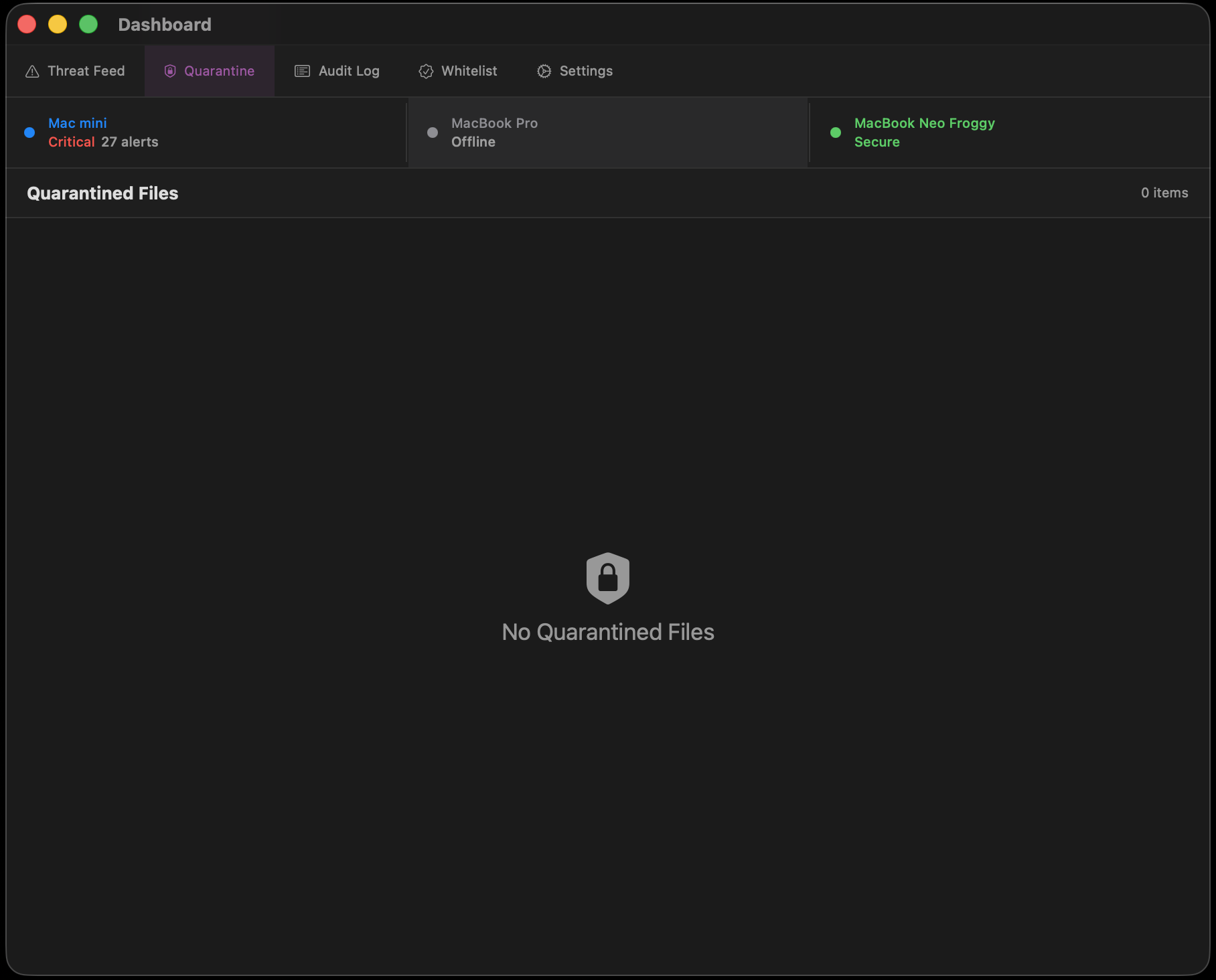 HermesHarpe quarantine view for isolated files